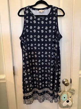 LOFT Navy Floral Midi Tank Dress